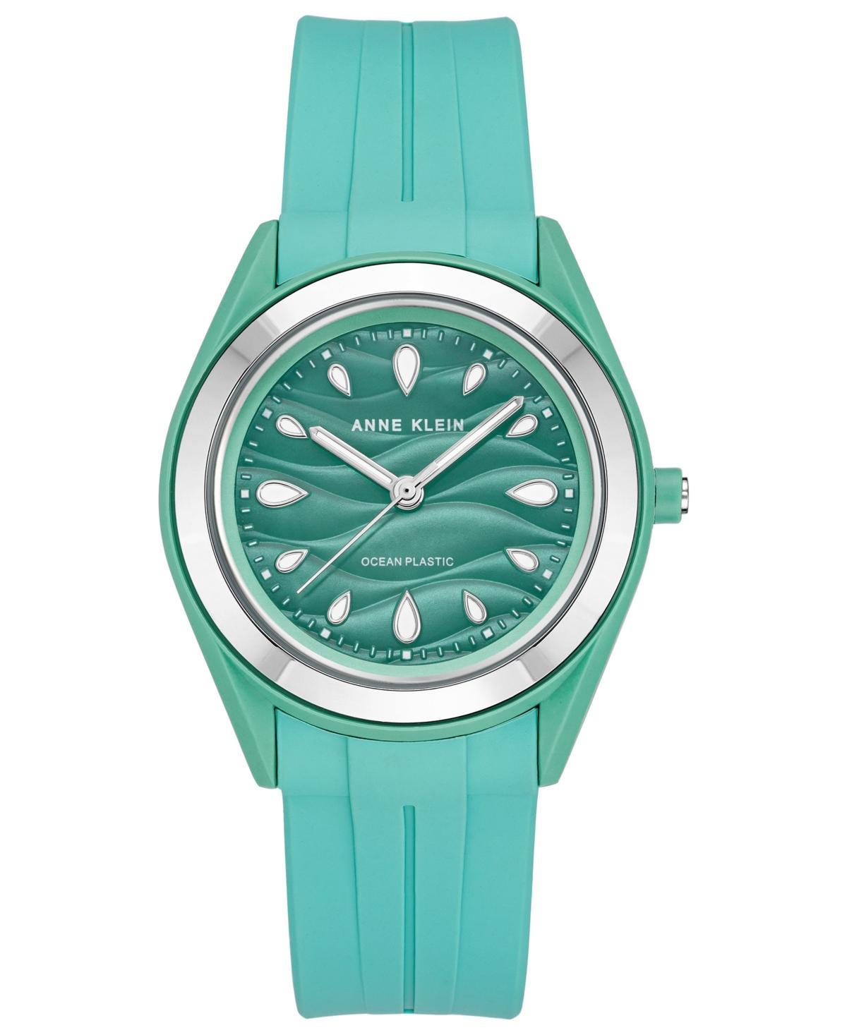 Anne Klein Womens Pastel Green Solar Ocean Work Plastic Metal Watch, 38.5mm Product Image