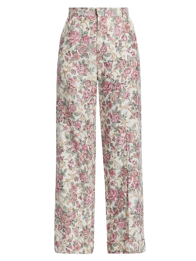 Womens Kingston Floral Jacquard Wide-Leg Pants Product Image