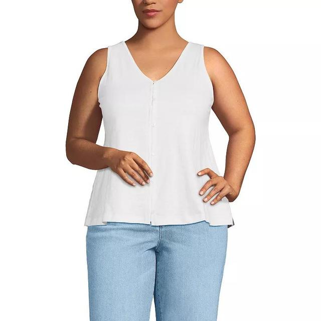 Plus Size Lands End Slub Button Down Tank, Womens Product Image