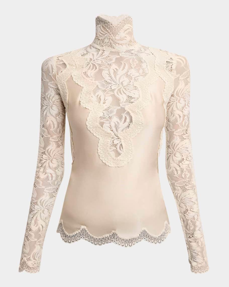 High-Neck Lace Blouse Product Image