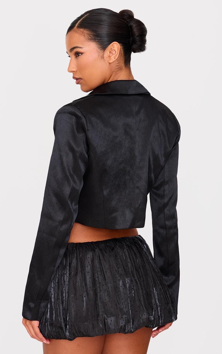 Black Glitter Tailored Cropped Blazer Product Image