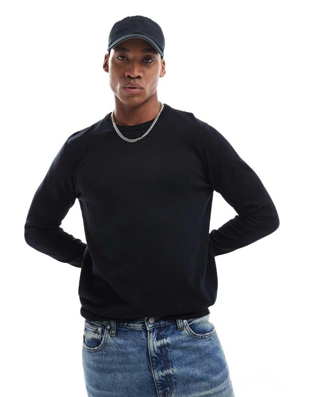 Jack & Jones crew neck sweater in black  Product Image