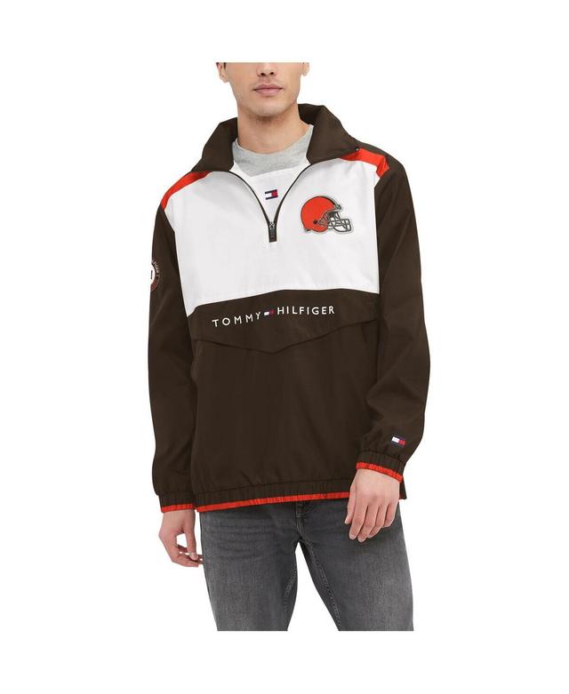 Mens Tommy Hilfiger Brown Cleveland Browns Carter Half-Zip Hooded Top - Brown Product Image