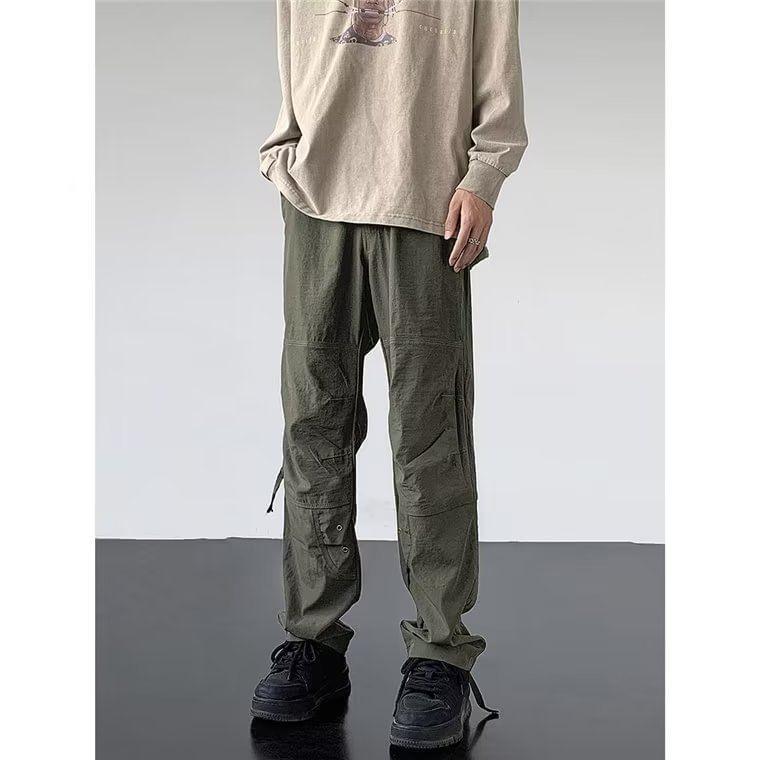 Mid Rise Plain Straight Leg Cargo Pants product image