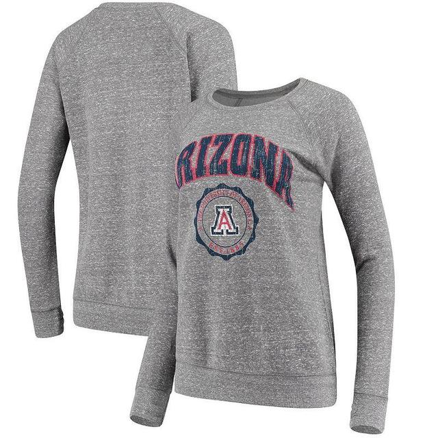 Womens Pressbox Heathered Gray Arizona Wildcats Edith Vintage Knobi Pullover Sweatshirt Product Image