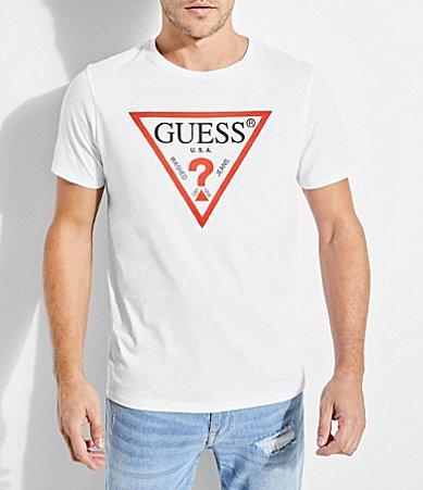 Guess Short-Sleeve Slim Fit Classic Triangle Logo Graphic T Product Image