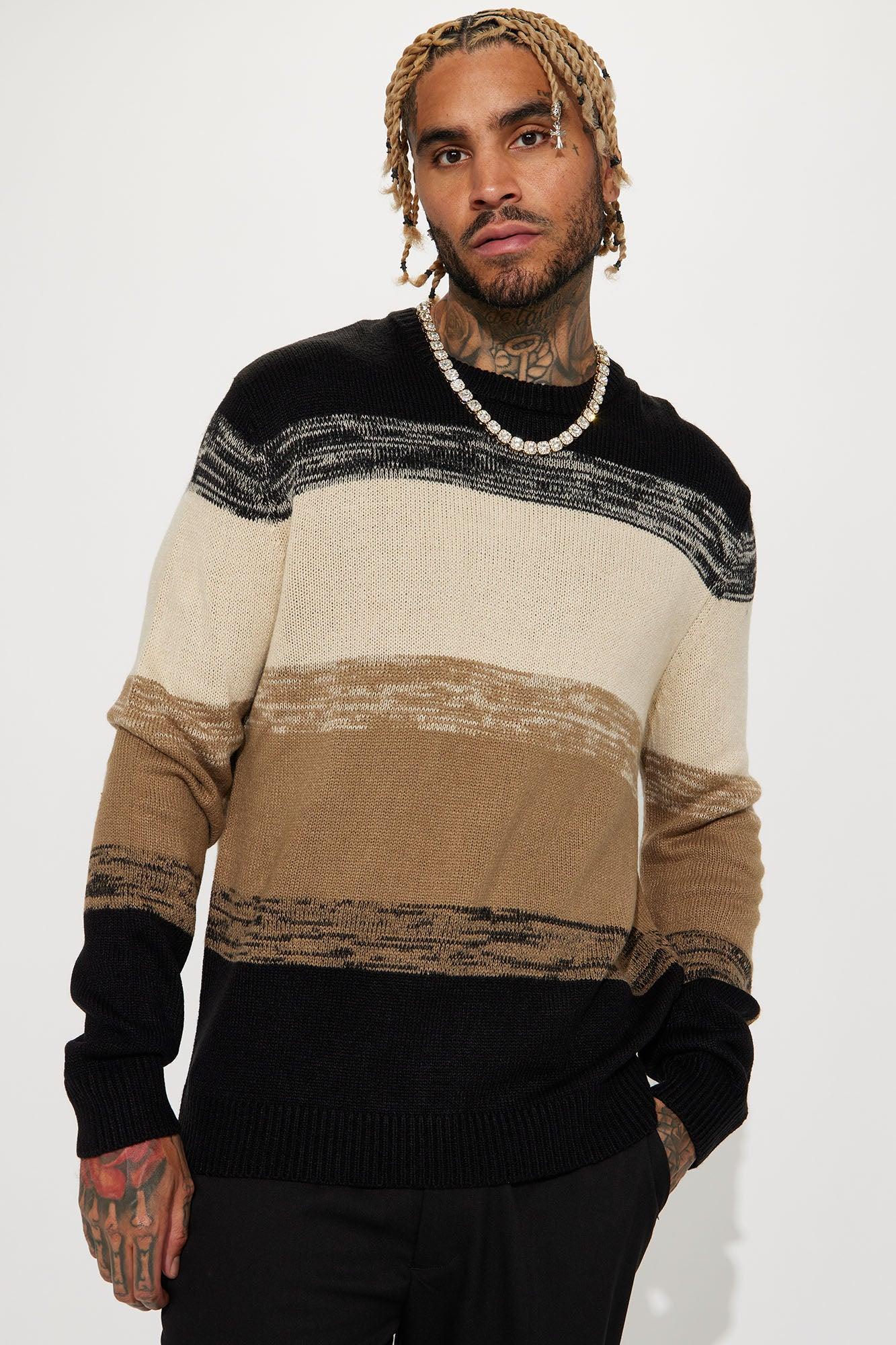 Colorblock Striped Sweater - Black/combo Product Image