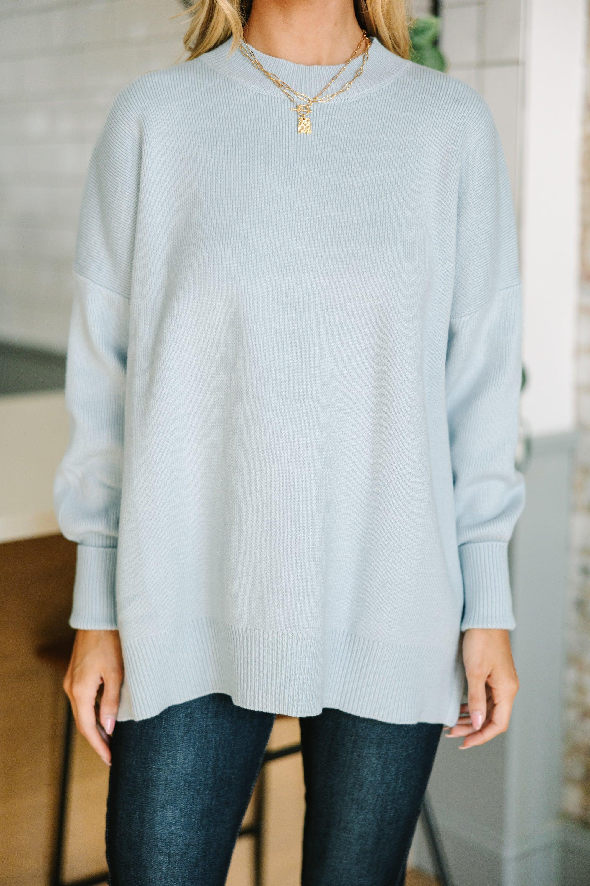 Perfectly You Light Blue Mock Neck Sweater Female Product Image