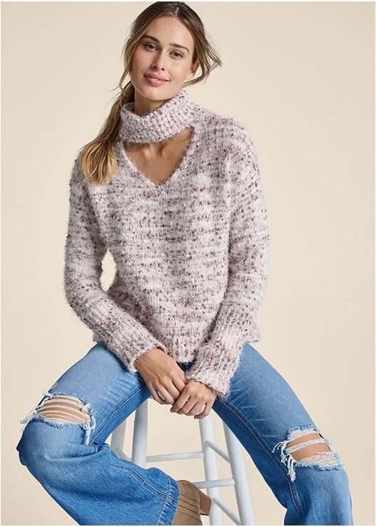 Popcorn Stitch Turtleneck Sweater Product Image