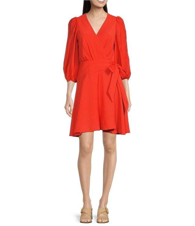 Alex Marie Enola Surplice V-Neck 3/4 Sleeve Wrap Dress Product Image