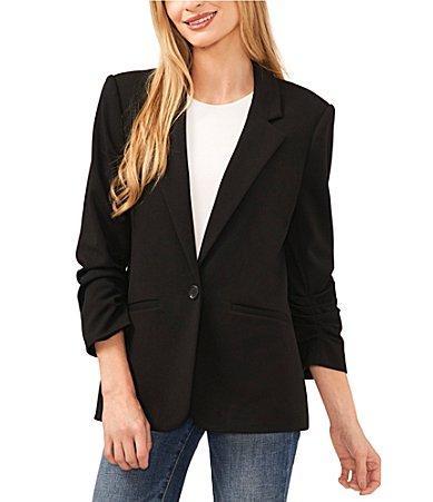 CeCe Relaxed 3/4 Sleeve Blazer (New Ivory) Women's Jacket Product Image