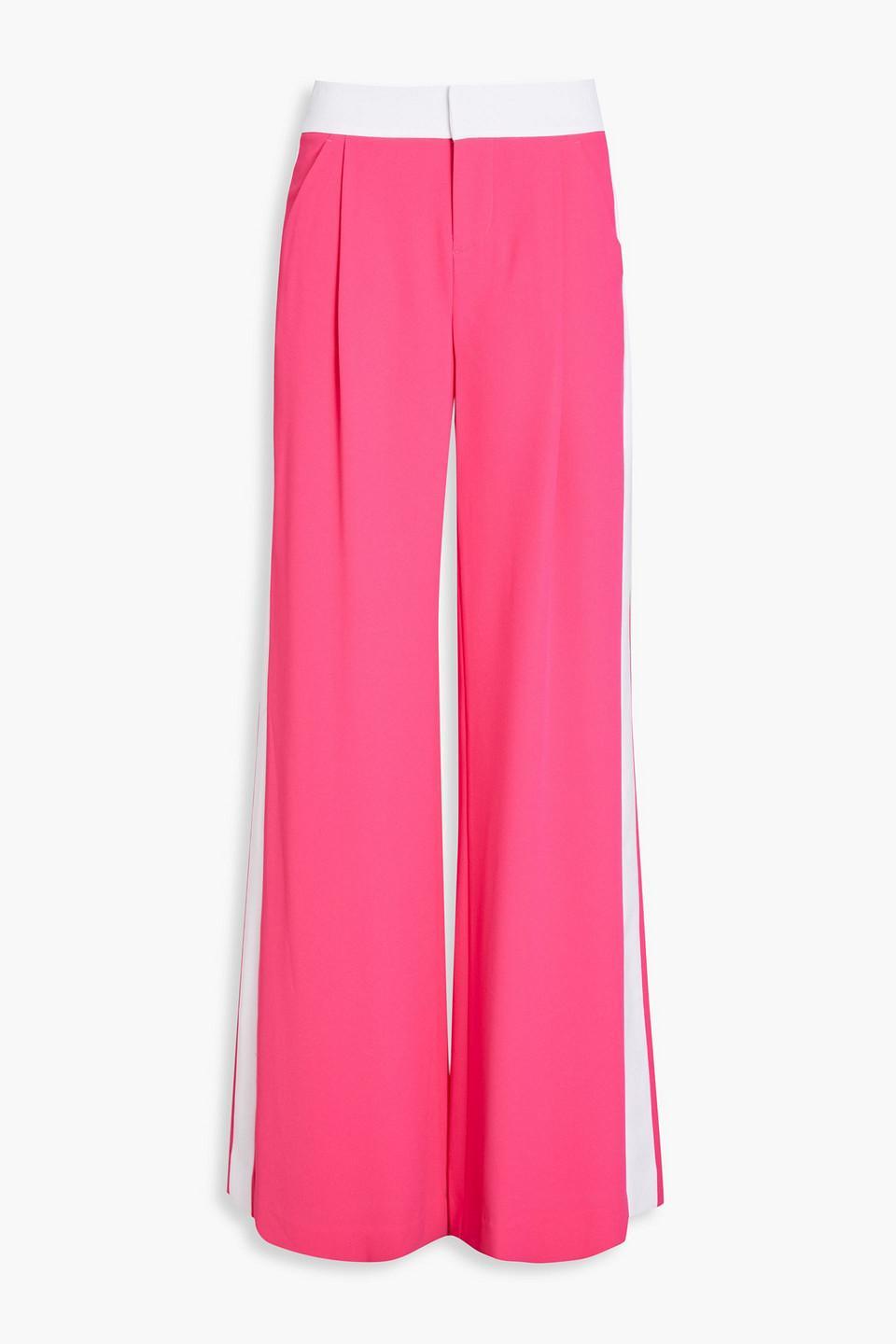 Pleated Crepe Wide-leg Pants In Bright Pink product image