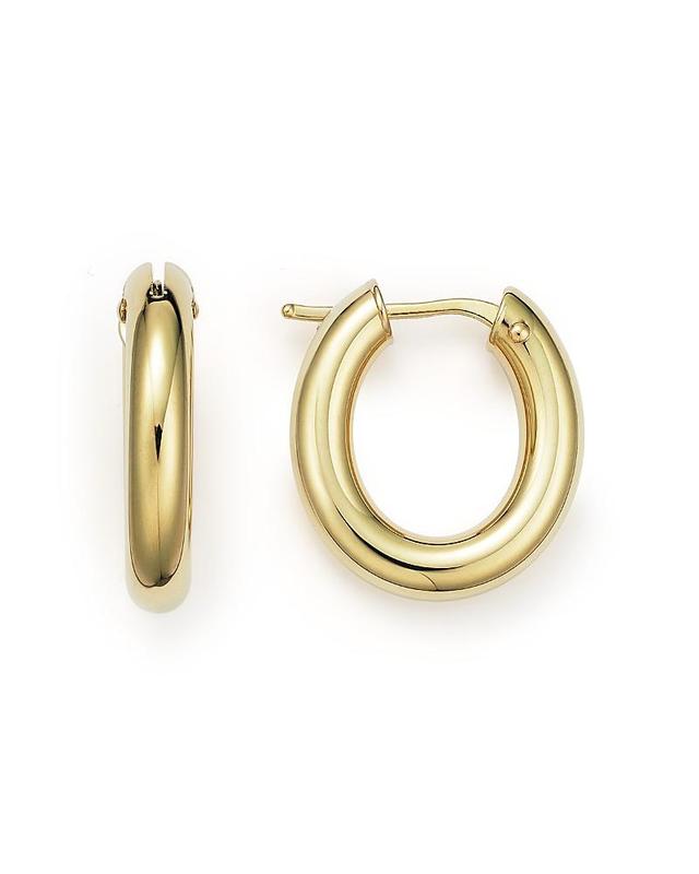 Womens 18K Yellow Gold Petite Oval Hoop Earrings Product Image