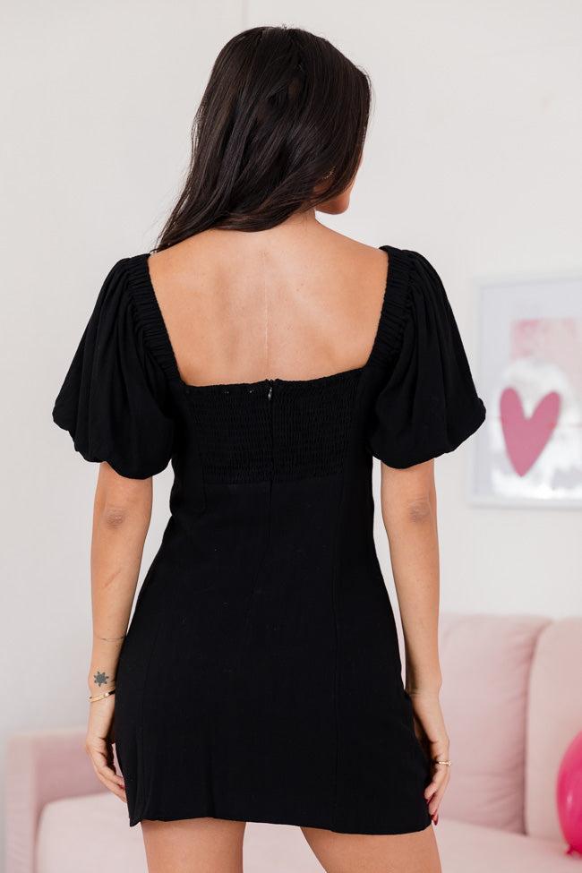 Morning Bliss Black Square Neck Mini Dress FINAL SALE Product Image