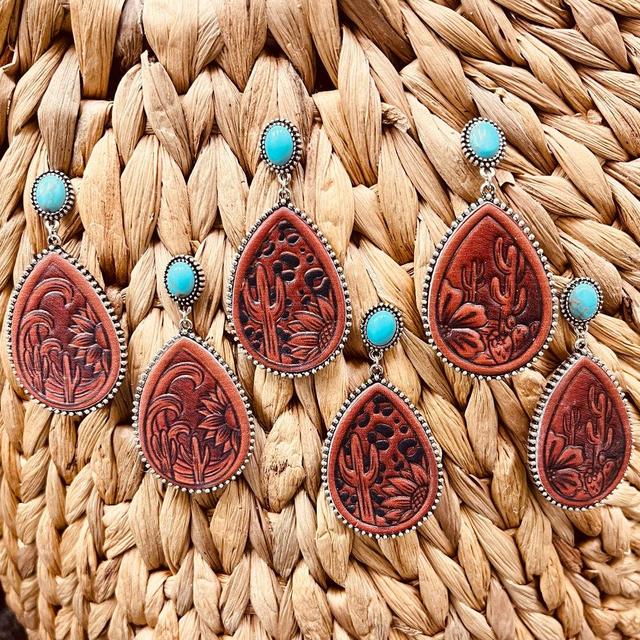 Leather Stamped Earrings Product Image