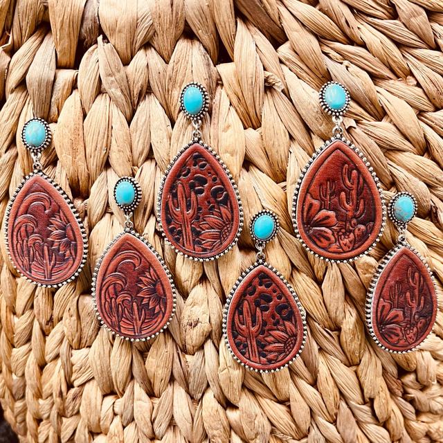 Leather Stamped Earrings Product Image