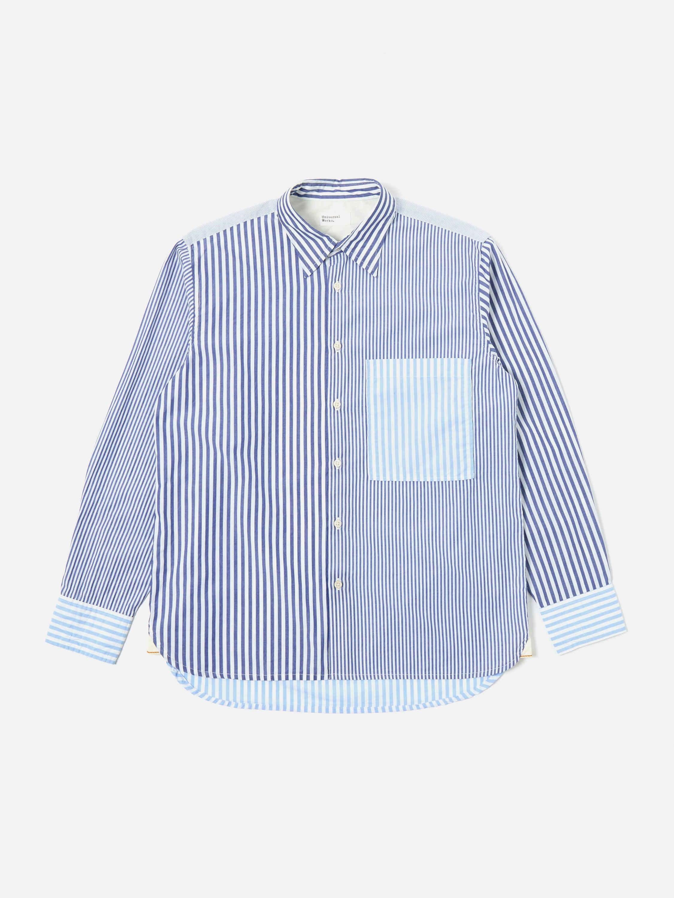 Universal Works Square Pocket Shirt in Blue Classic Stripes Product Image