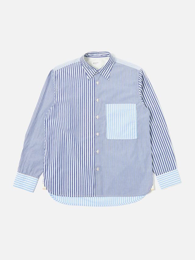 Universal Works Square Pocket Shirt in Blue Classic Stripes Product Image