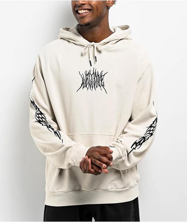 Welcome Cyber Embroidered Bone Hoodie Product Image