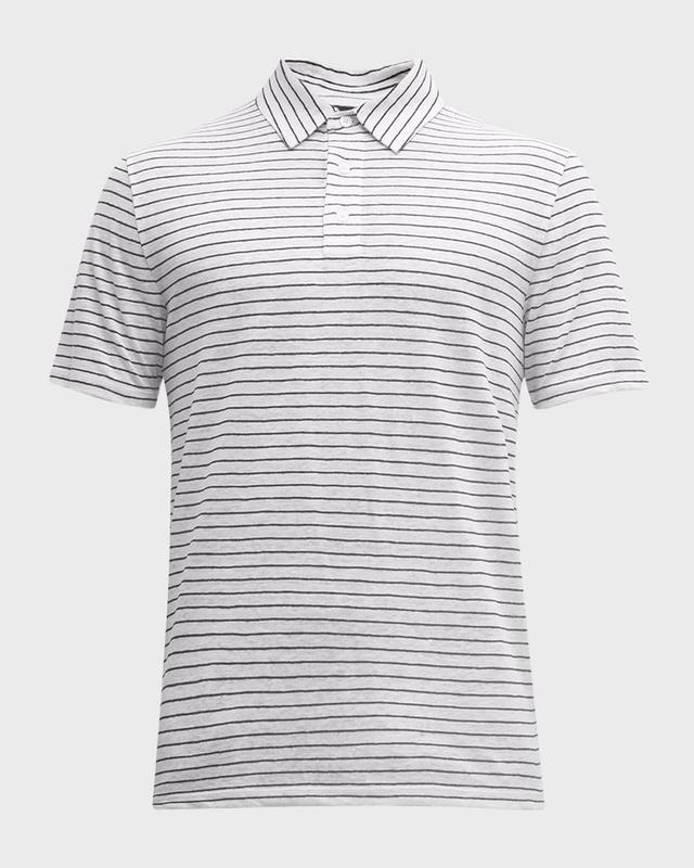 Mens Striped Linen Polo Shirt Product Image