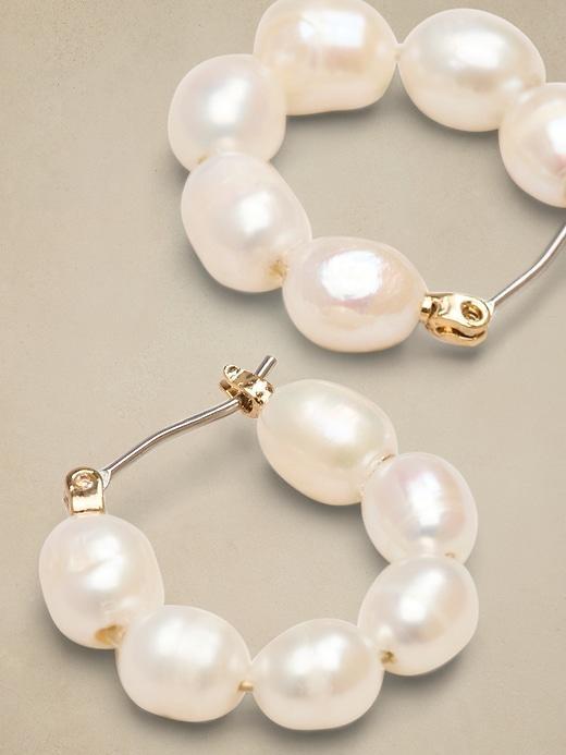 Pearl Hoop Earrings Product Image