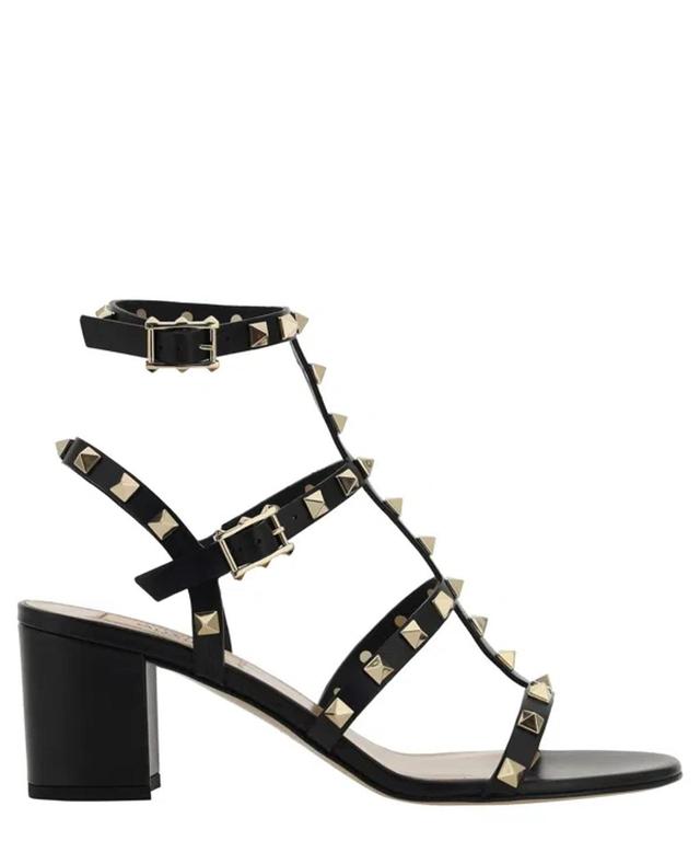 VALENTINO GARAVANI Rockstud Heeled Sandals In Black Product Image