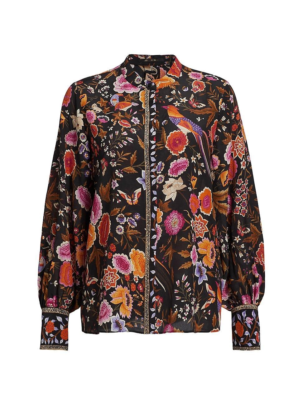 Womens Fionna Floral Silk Blouse Product Image