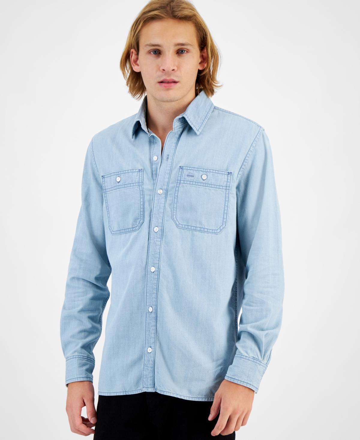 Sun + Stone Mens Payton Long Sleeve Denim Shirt, Created for Macys Product Image