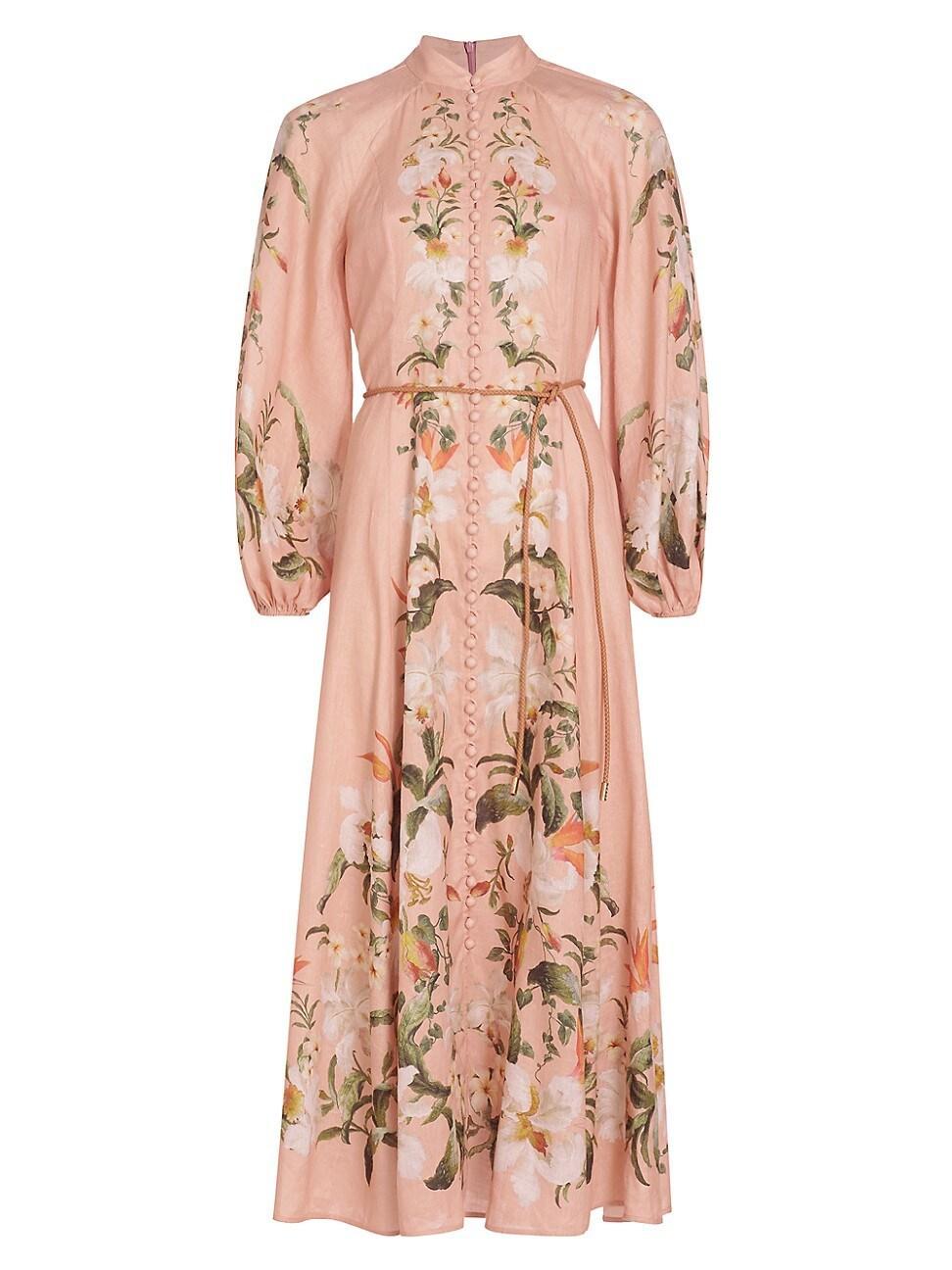 Womens Lexi Belted Floral Linen Maxi Dress Product Image