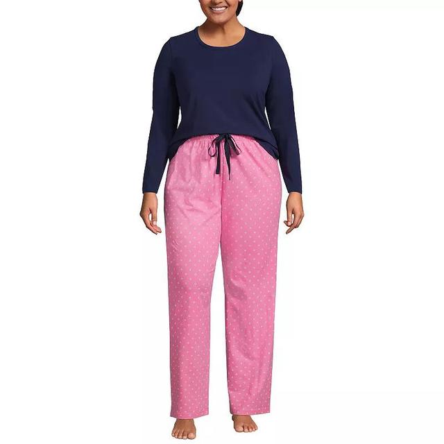 Plus Size Lands End Knit Pajama Top & Pajama Pants Sleep Set, Womens Product Image