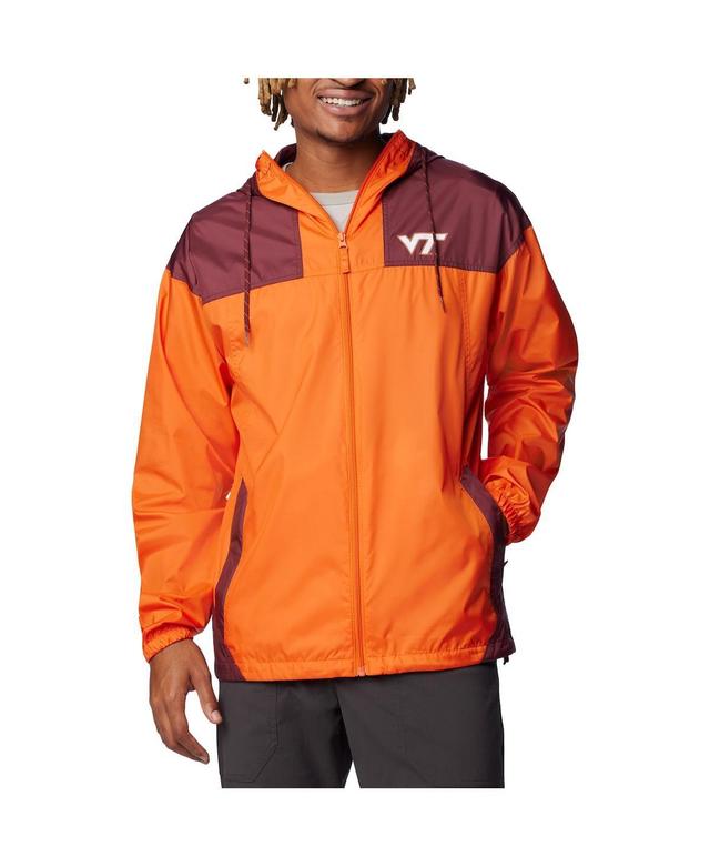 Columbia Mens Orange Virginia Tech Hokies Flash Challenger Omni-Shade Full-Zip Windbreaker Hoodie Jacket Product Image