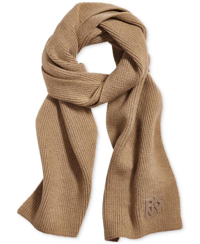 Dkny Womens Ribbed Logo-Patch Scarf Product Image