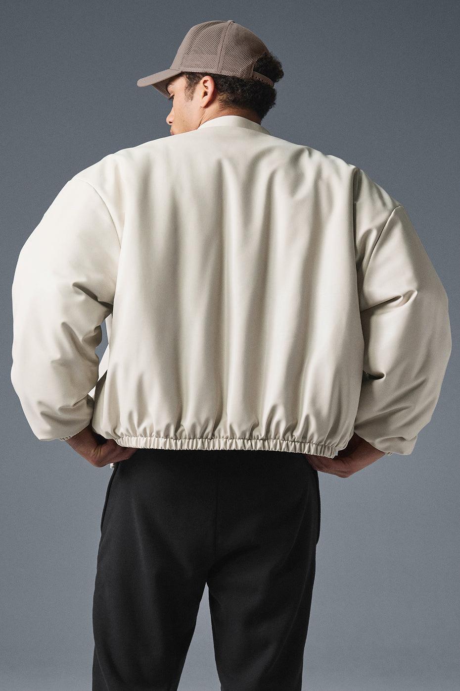 Faux Leather Premier Bomber - Bone Male Product Image