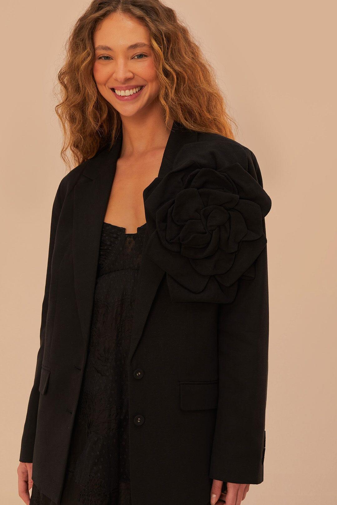 Black Flowered Blazer Product Image