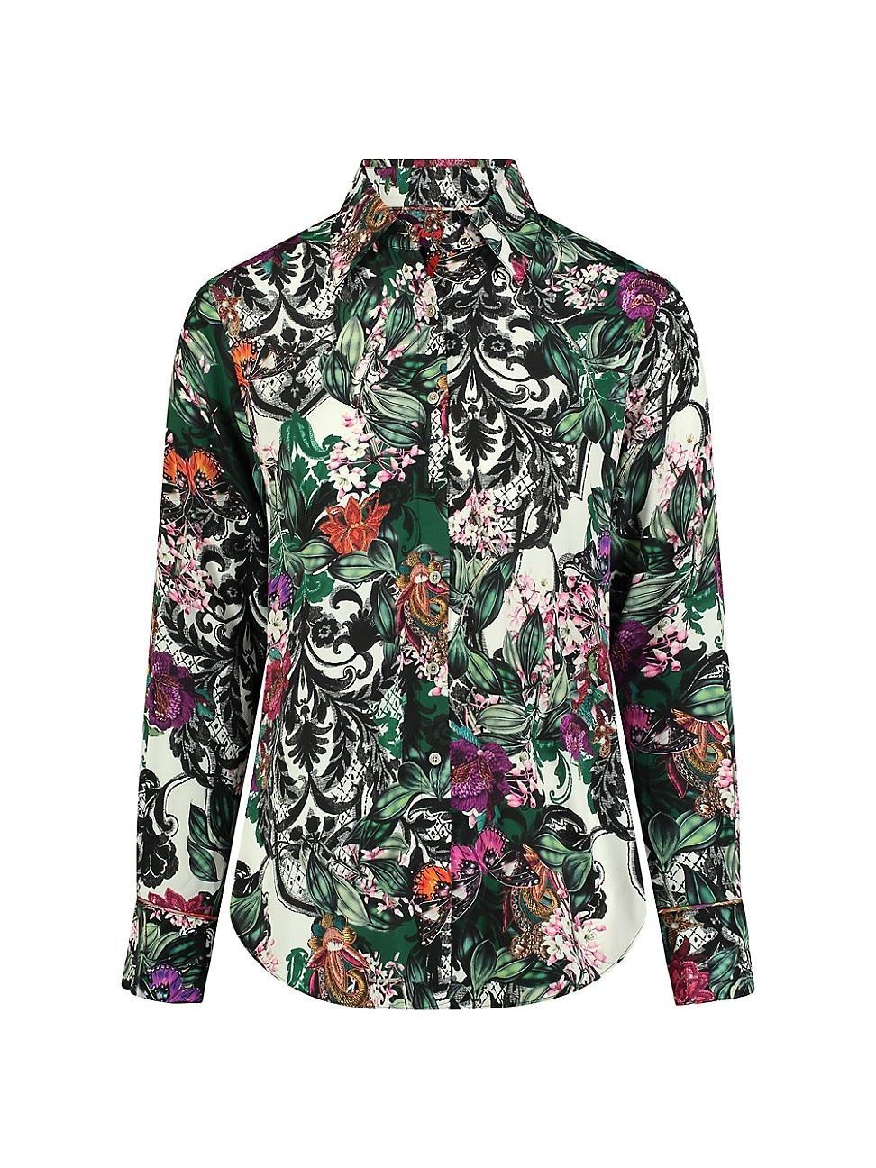 Womens Gabriela Botanical-Print Long-Sleeve Shirt Product Image