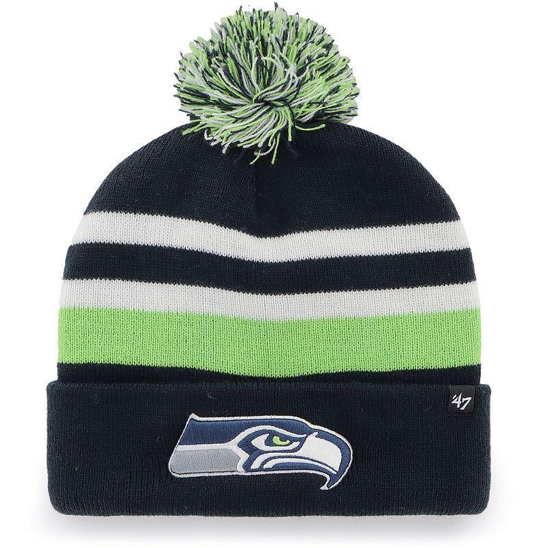 Mens 47 College Seattle Seahawks State Line Cuffed Knit Hat with Pom, Blue Product Image