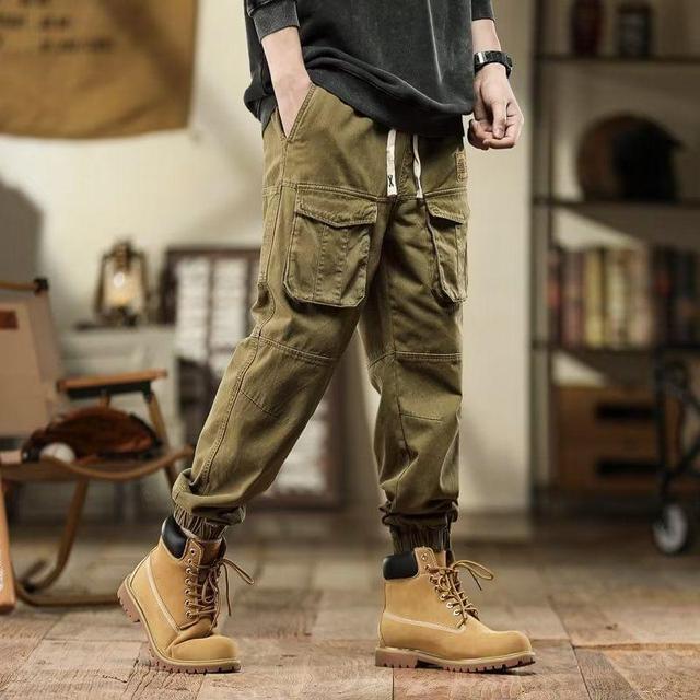 Drawstring Waist Plain Cropped Harem Cargo Pants Product Image