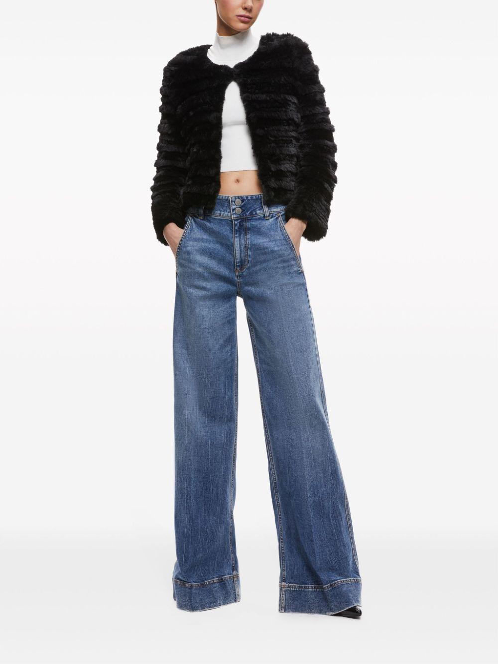 ALICE AND OLIVIA Fawn Faux Fur Textured Jacket In Black Product Image