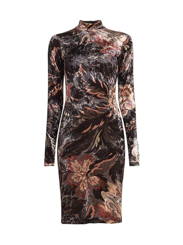 Womens Floral Mock Turtleneck Dress Product Image