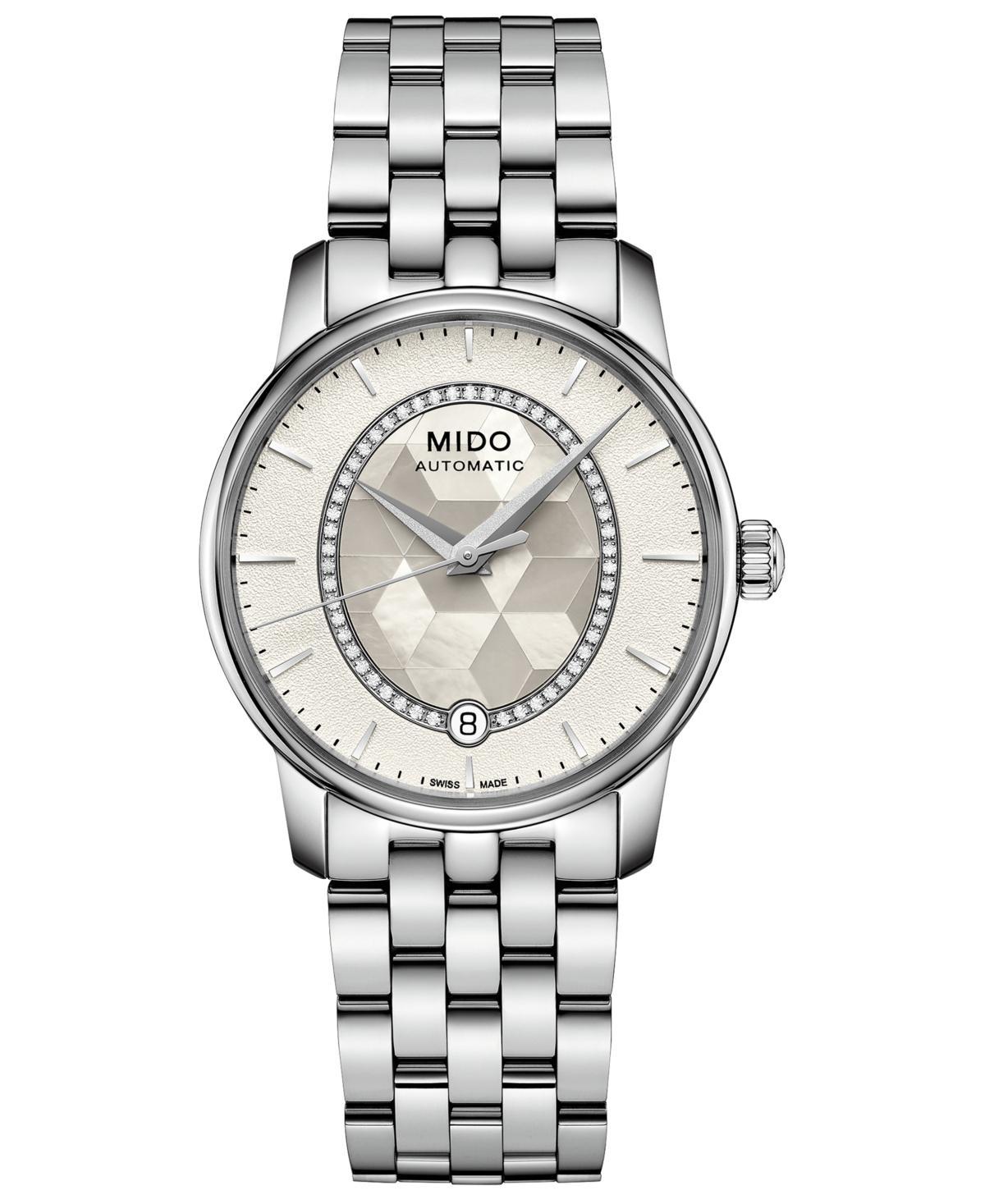 Mido Womens Swiss Automatic Baroncelli Diamond (1/10 ct. t.w. Bracelet Watch 33mm - Stainless Steel Product Image