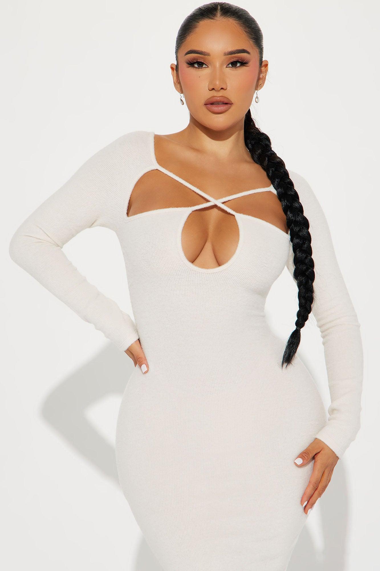 Monica Sweater Midi Dress - Cream Product Image