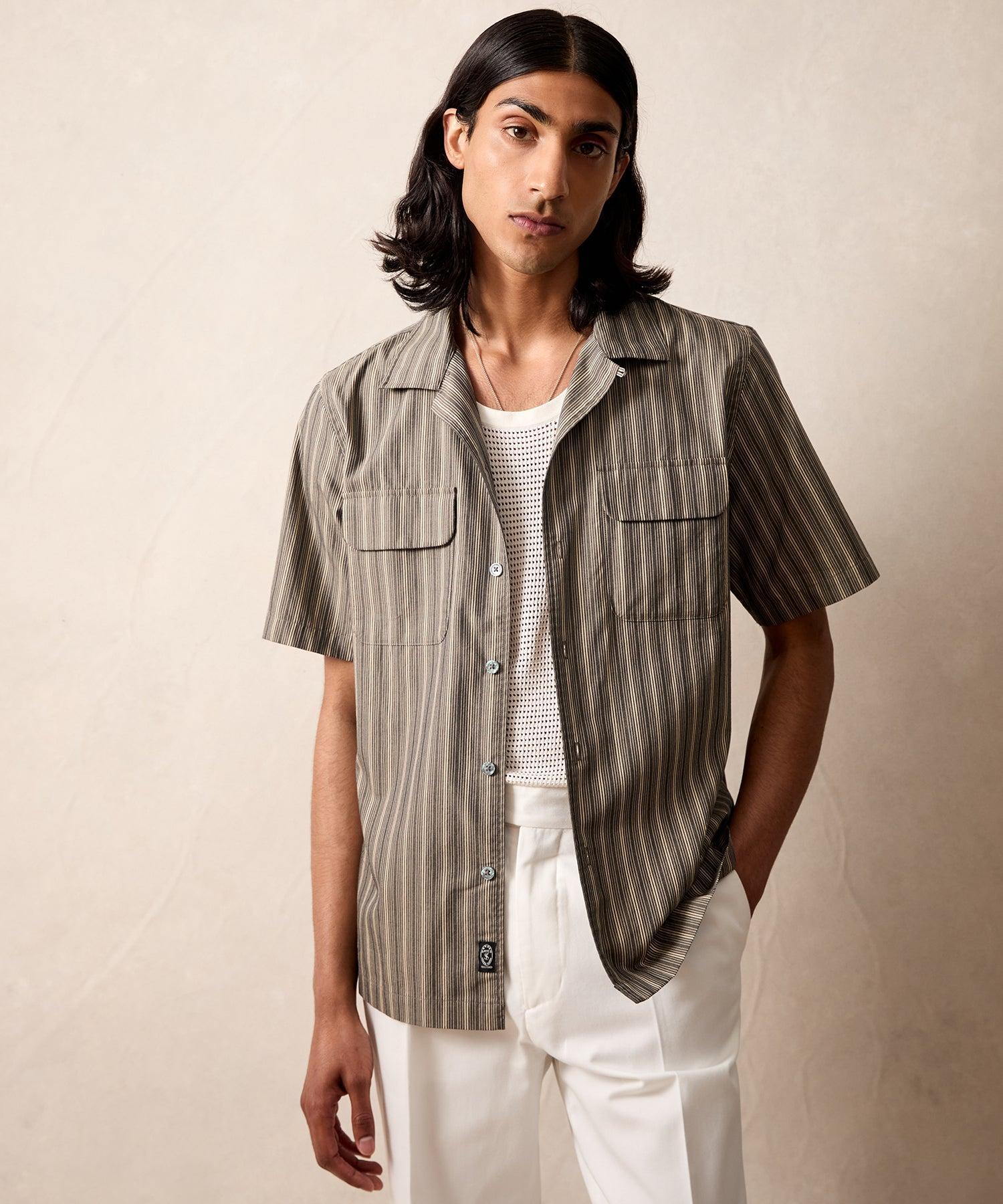 Short-Sleeve Striped Pocket Shirt Product Image