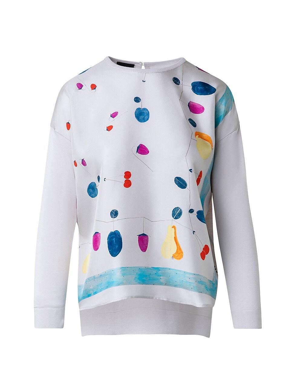 Womens Fruit & Leaf-Print Silk Knit Sweater Product Image