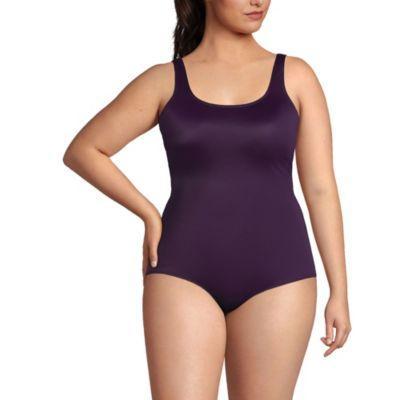 Plus Size Scoop Neck Soft Cup Tugless Sporty One Piece Swimsuit Product Image