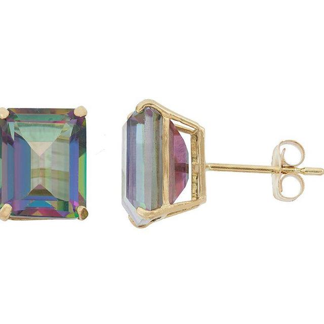 Designs by Gioelli 10k Gold Mystic Topaz Emerald Cut Solitaire Stud Earrings, Womens, 10k Goold Product Image