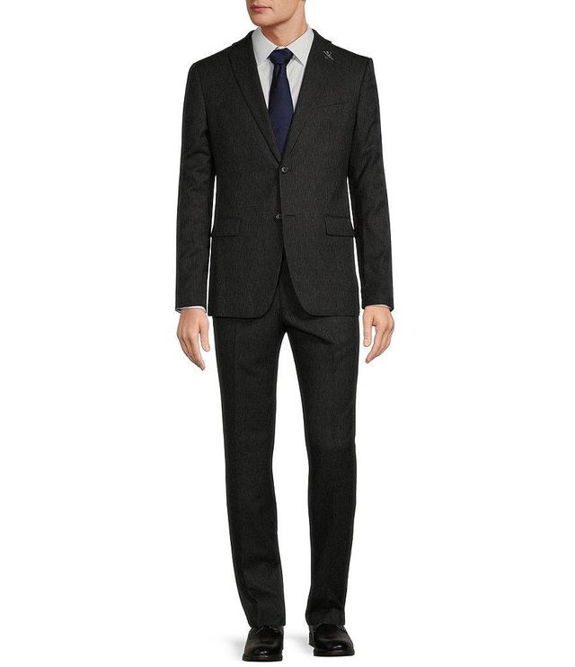 John Varvatos Slim Fit Flat Front Stripe Pattern 2-Piece Suit Product Image