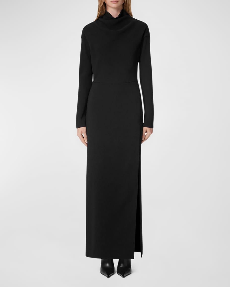 Draped Turtleneck Long-Sleeve Cady Gown Product Image