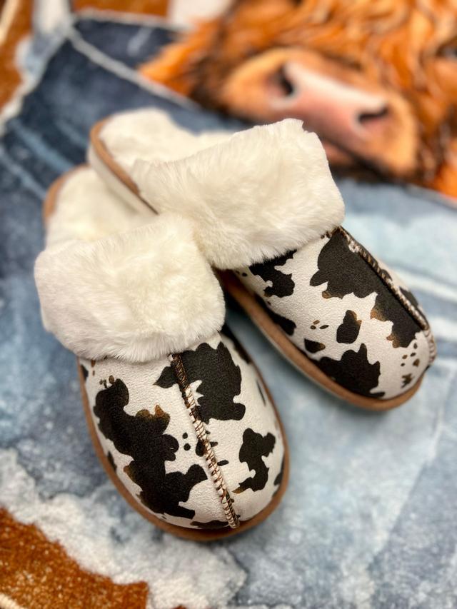 Comfy Cow Print Slippers Product Image