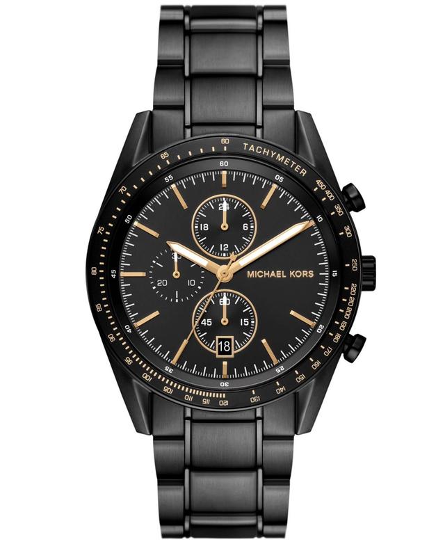 Michael Kors Mens Warren Quartz Chronograph Black Stainless Steel Watch 42mm Product Image