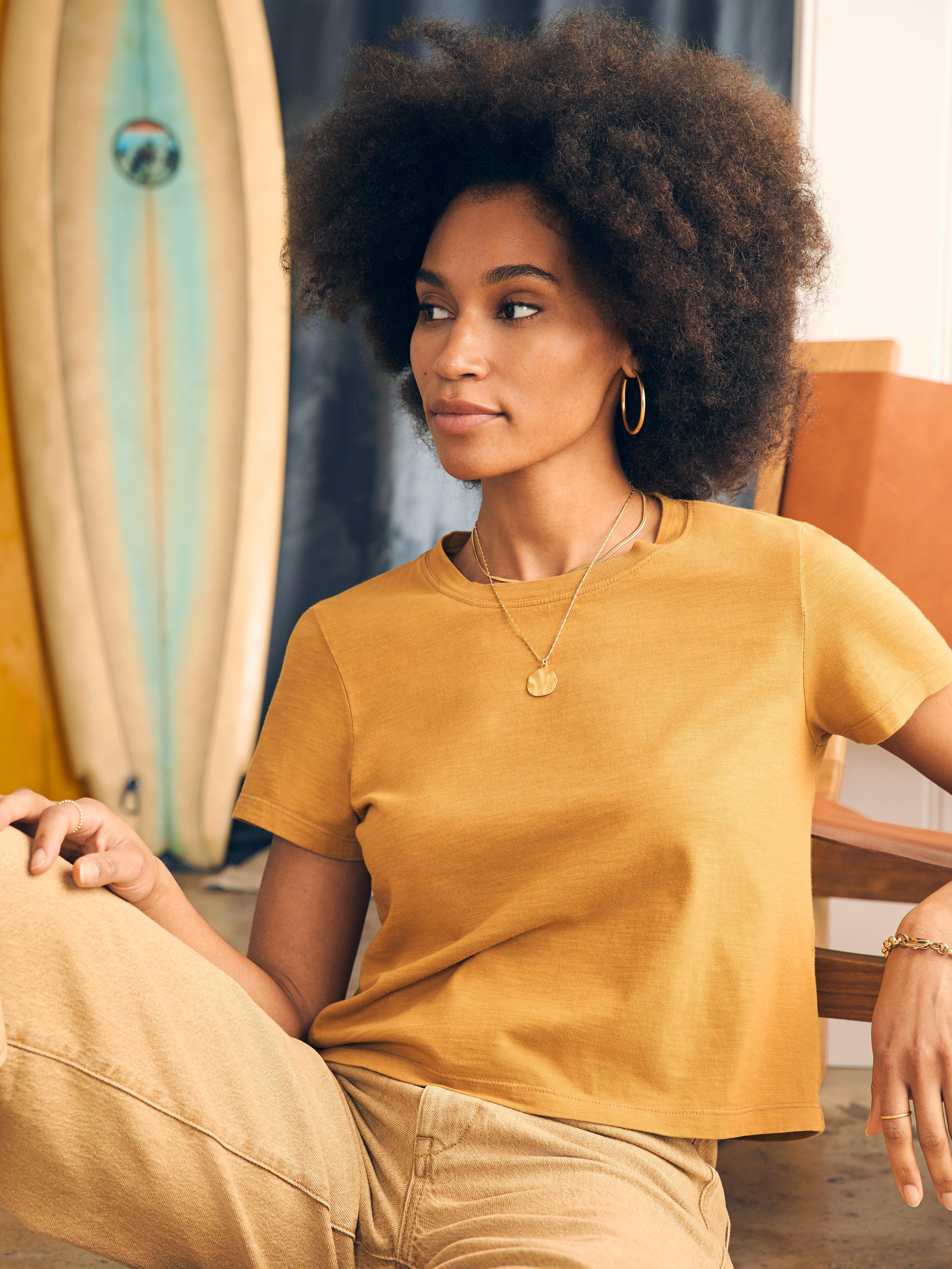 Sunwashed Cropped Crew Tee - Wood Thrush Female Product Image